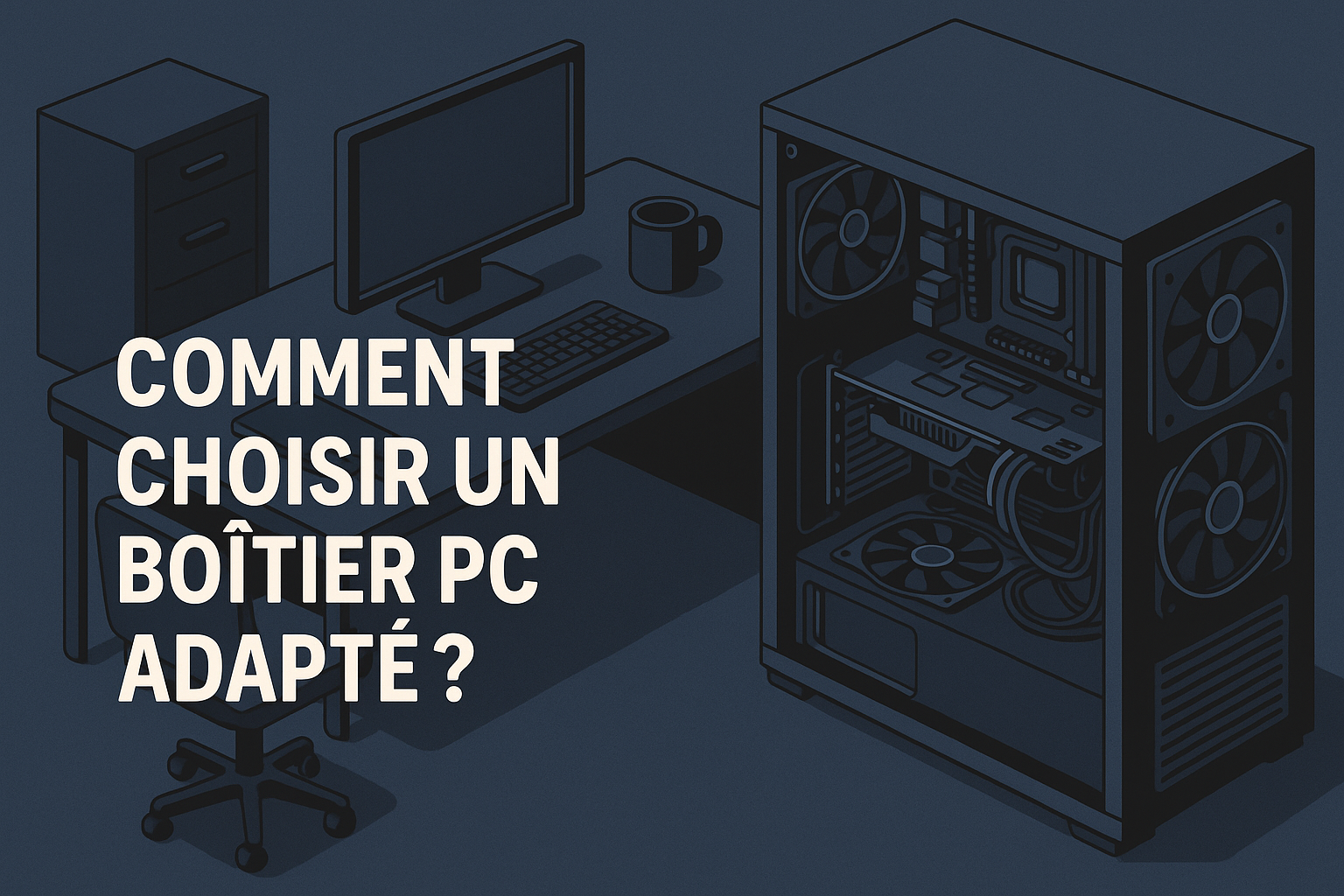 Illustration 3D montrant comment choisir un boîtier PC MSI pour configuration gaming