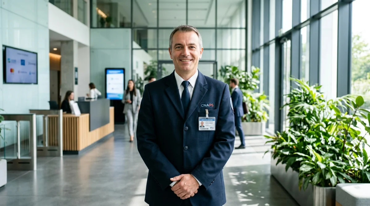 devenir agent securite sans diplome 3293 1 Agent de sécurité professionnel souriant en uniforme, idéal pour comprendre comment devenir agent de sécurité sans diplôme.