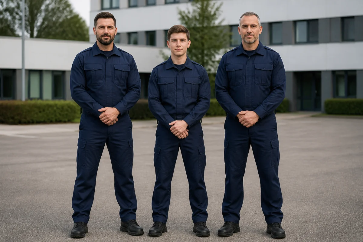 image 5b19 1 Candidats de différents âges en uniformes devant un centre de formation, illustrant l’âge pour devenir gendarme